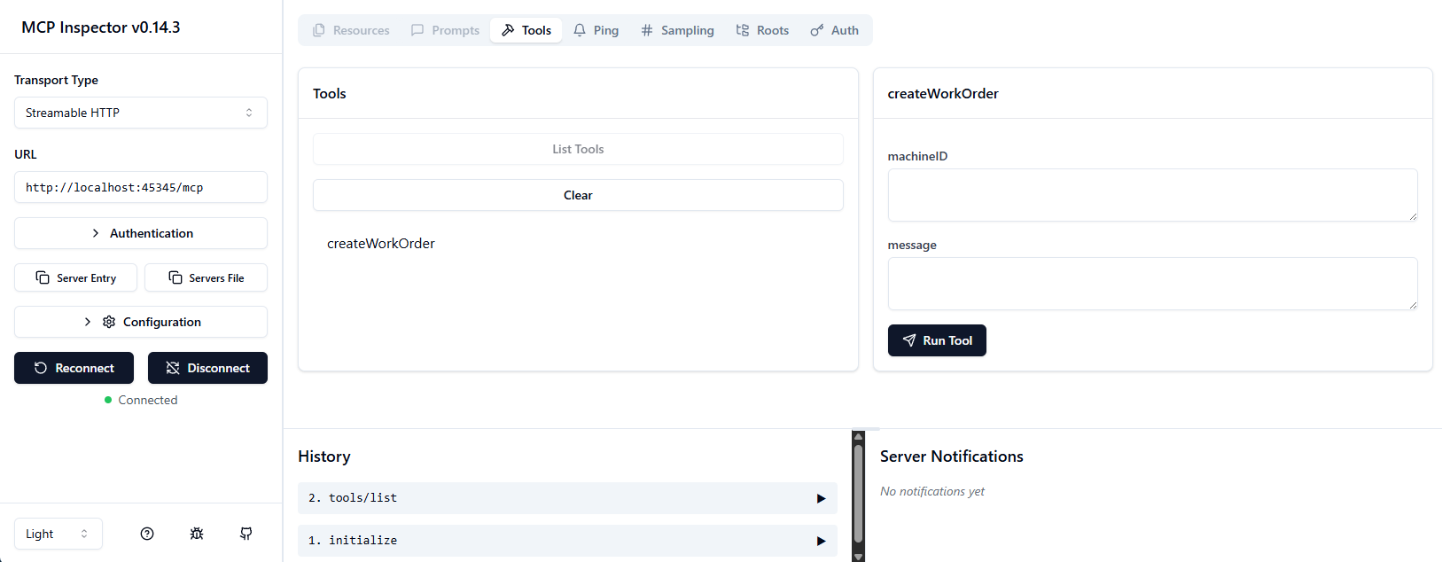MCP Inspector Example