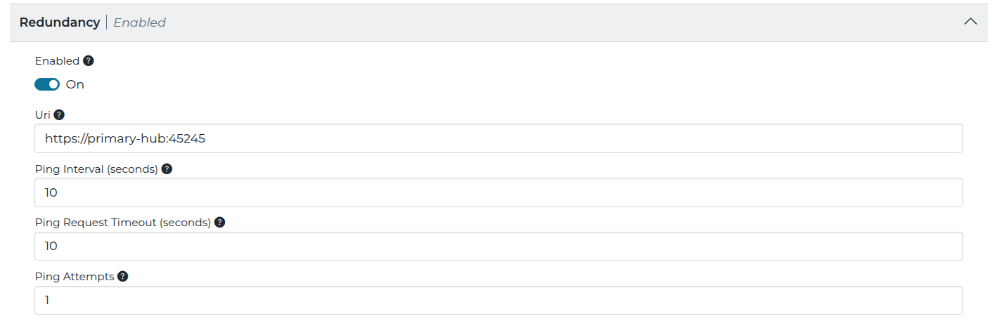 Redundancy Settings