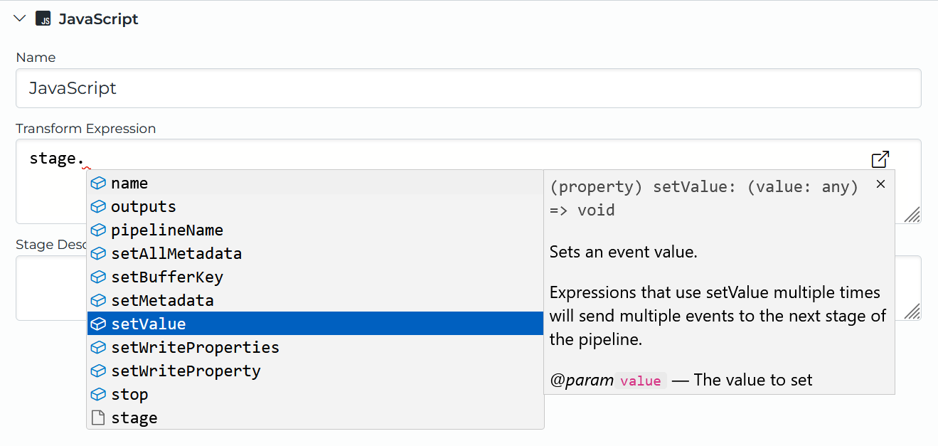Stage Intellisense