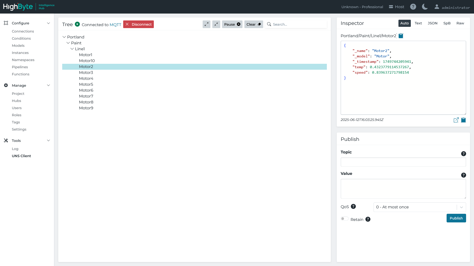 HighByte UNS Client Connected