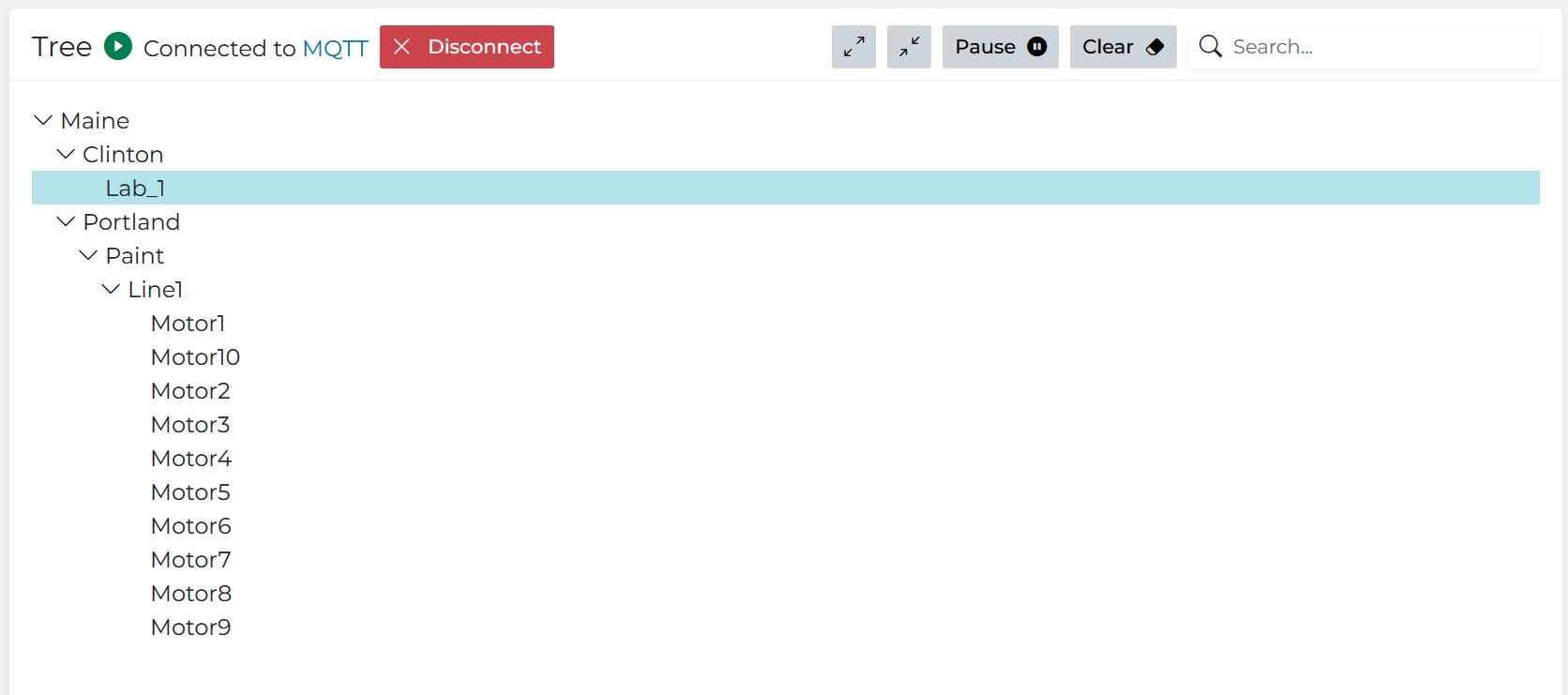 HighByte UNS Client - Tree Toolbar