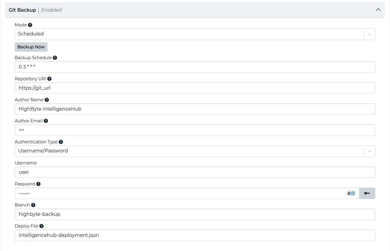 Git Backup Settings
