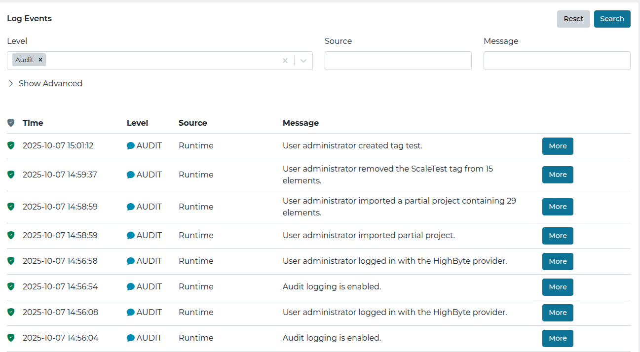 Audit Log