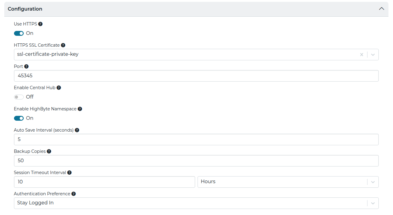 Configuration Settings